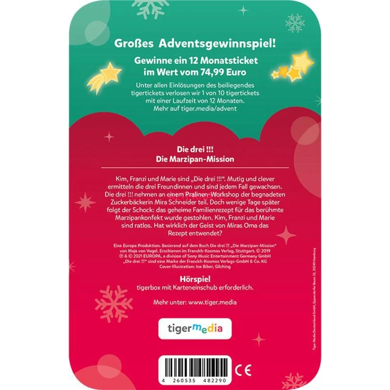 Tigerbox Tigermedia Hör-Adventskalender Die Drei !!! - Die Marzipan-Mission, Hörbuch 2 Tigerbox Tigermedia Hör-Adventskalender Die Drei !!! - Die Marzipan-Mission, Hörbuch – Bild 2